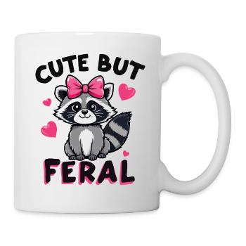 Cute But Feral Raccoon Pink Bow Forest Animal - Tasse - Weiß - Rechts