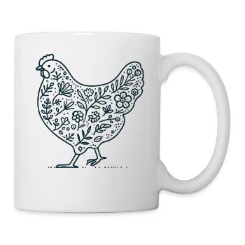 Ostern Huhn Florale Cottagecore Ästhetik - Tasse - Weiß - Rechts