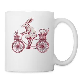 Ostern Hase Fahrrad Retro Stil - Tasse - Weiß - Rechts