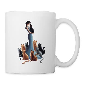 Dame élégante avec des chats scène d’amour pour - Mug blanc - blanc - Droite