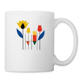 Geometrischer Tulpengarten im Bauhaus - Tasse - Weiß - Rechts