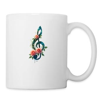 Blumiger Violinschlüssel Harmonie - Tasse - Weiß - Rechts