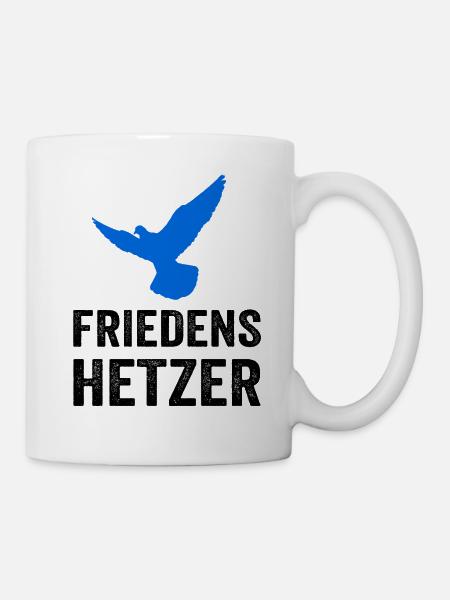 FRIEDENSHETZER mit Friedenstaube - Tasse - Weiß