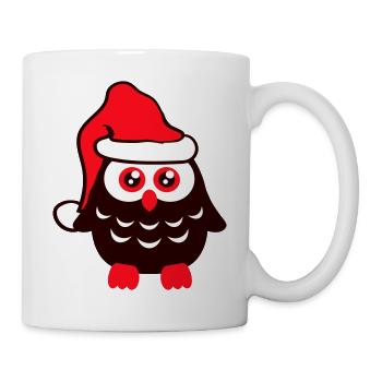 Owl Christmas Santa Claus Hat Winter Cute - Mug - white - Right