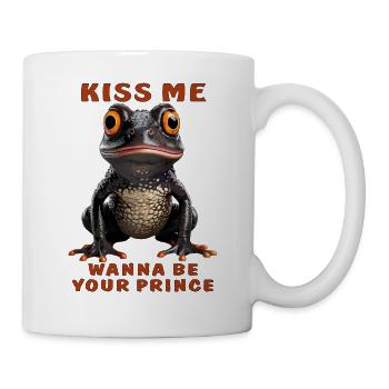 GRENOUILLE EMBRASSE-MOI VEUX ÊTRE TON PRINCE - Mug blanc - blanc - Droite