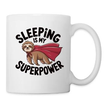 Faultier Shirt – Schlaf ist meine Superkraft - Tasse - Weiß - Rechts