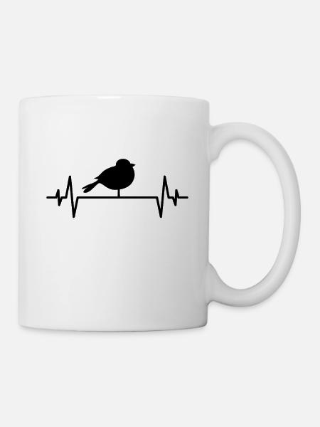 Vogel Herzschlag - Tasse - Weiß
