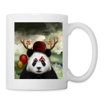 Whimsical Panda - Hand Painted Cute Animals Gift - Mug - white - Right
