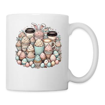 Café de Pâques Lapin de Pâques Buveur de café - Mug blanc - blanc - Droite