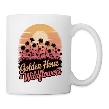Sunset with wildflowers - Mug - white - Right