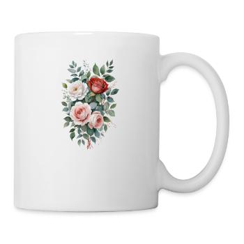 Bouquet élégant d’aquarelle de rose - Mug blanc - blanc - Droite