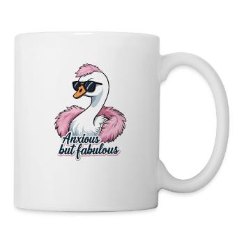 Ängstlich aber fabelhaft – Stylisches Schwan Desig - Tasse - Weiß - Rechts