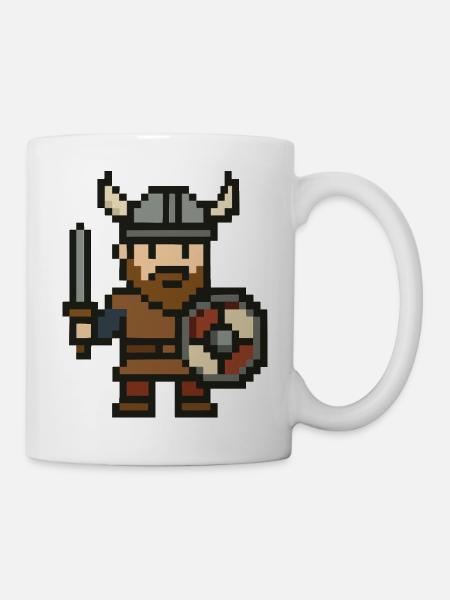 wikinger comic pixel - Tasse - Weiß