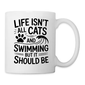 Schwimmen Spruch Katze Lustiges Schwimmen Geschenk - Tasse - Weiß - Rechts