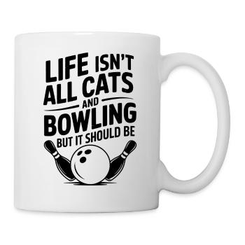 Bowling Spruch Katzen Lustiges Bowling Geschenk - Tasse - Weiß - Rechts