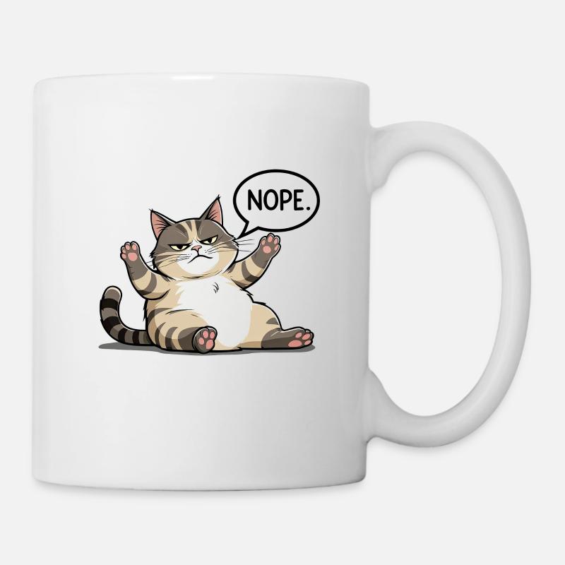 Genervte Katze sagt „NOPE“ – Kein Bock-Modus - Tasse - Weiß