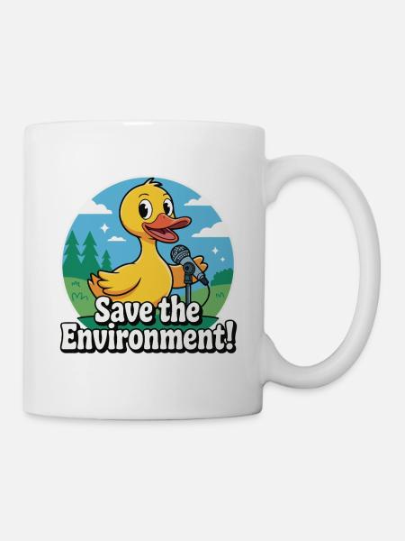 DUCK, RETTE DIE UMWELT - Tasse - Weiß