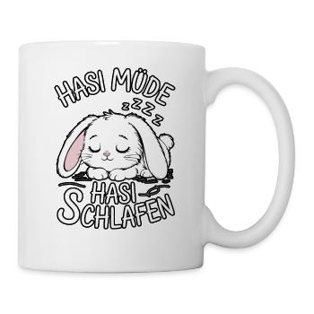 Hasi müde Hasi schlafen | Offizielles Schlafshirt - Tasse - Weiß - Rechts