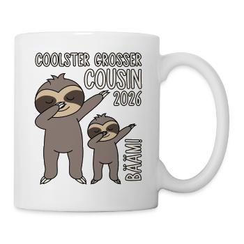Dabbing Faultier Bääm! Coolster Großer Cousin 2026 - Tasse - Weiß - Rechts