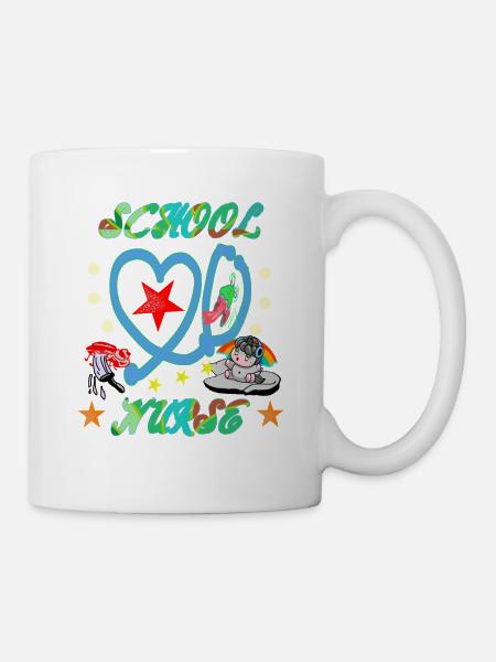 Bunte Schulkrankenschwester - Tasse - Weiß