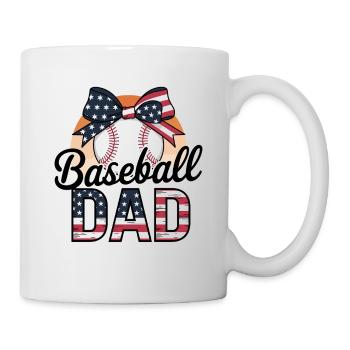 Baseball Dad Stolz Amerikanische Flagge Schleife - Tasse - Weiß - Rechts