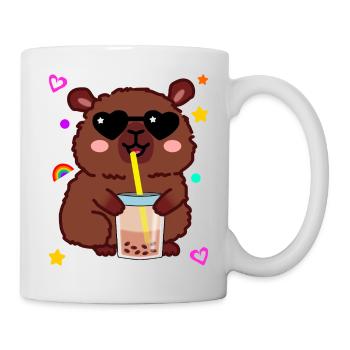Kawaii Capybara with Bubble Tea Sunglasses - Mug - white - Right
