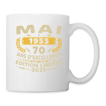 70 Jahre Vintage Mai 1955 Geburtstagsgeschenk - Tasse - Weiß - Rechts