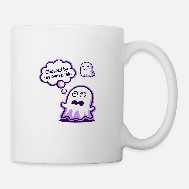 Ghosted by My Brain – Ghost Cartoon - Mug - white