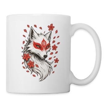 Kitsune Fuchs, Japanische Anime & Mythologie - Tasse - Weiß - Rechts