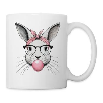 Ostern Retro Hase Mit Kaugummiblase Stil - Tasse - Weiß - Rechts