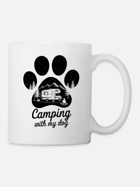 Camping mit Hund Liebe Wohnwagen Hunde - Tasse - Weiß
