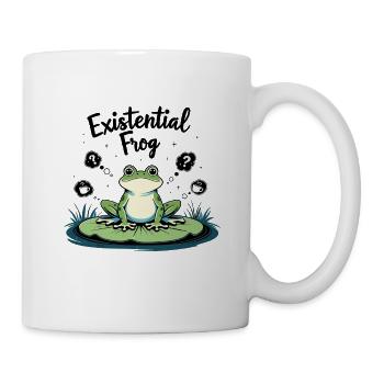 Existential Frog – Funny Brooding Motif - Mug - white - Right