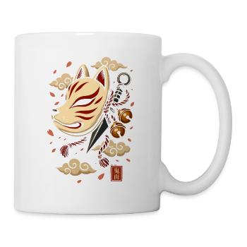 Japanische Kitsune Maske - Tasse - Weiß - Rechts