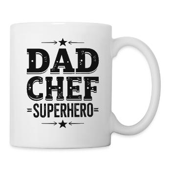 Dad Chef Superhero – Papa Koch Superheld - Mug - white - Right