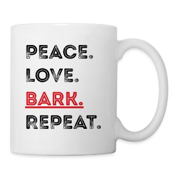 Paix. Amour. Écorce. Répéter - Conception Dog Lover - Mug blanc - blanc - Droite