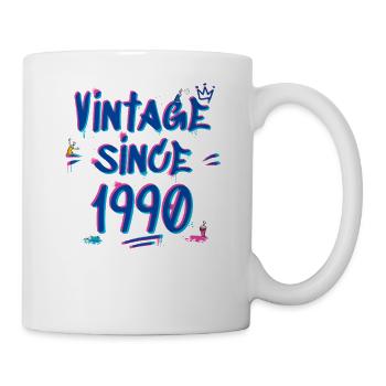 Vintage Since 1990 Graffiti Glitch Retro Hip-Hop - Mug - white - Right