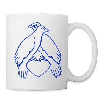 2 colombes coeur oiseaux deux couple assis amoureux - Mug blanc - blanc - Droite