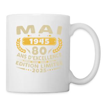 80 Year Old May 1945 Birthday Gift - Mug - white - Right