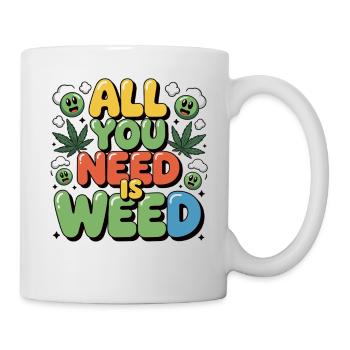 Pur amour de fumeur de joints - Tout ce dont vous avez besoin, c’est de l’herbe - Mug blanc - blanc - Droite