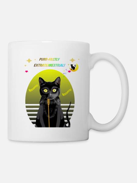 Purr Serenades Under The Soft Lemon Light - Mug - white