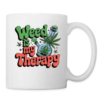 Weed is my therapy - relaxation on prescription - Mug - white - Right