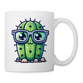 Kaktus mit Brille - Tasse - Weiß - Rechts