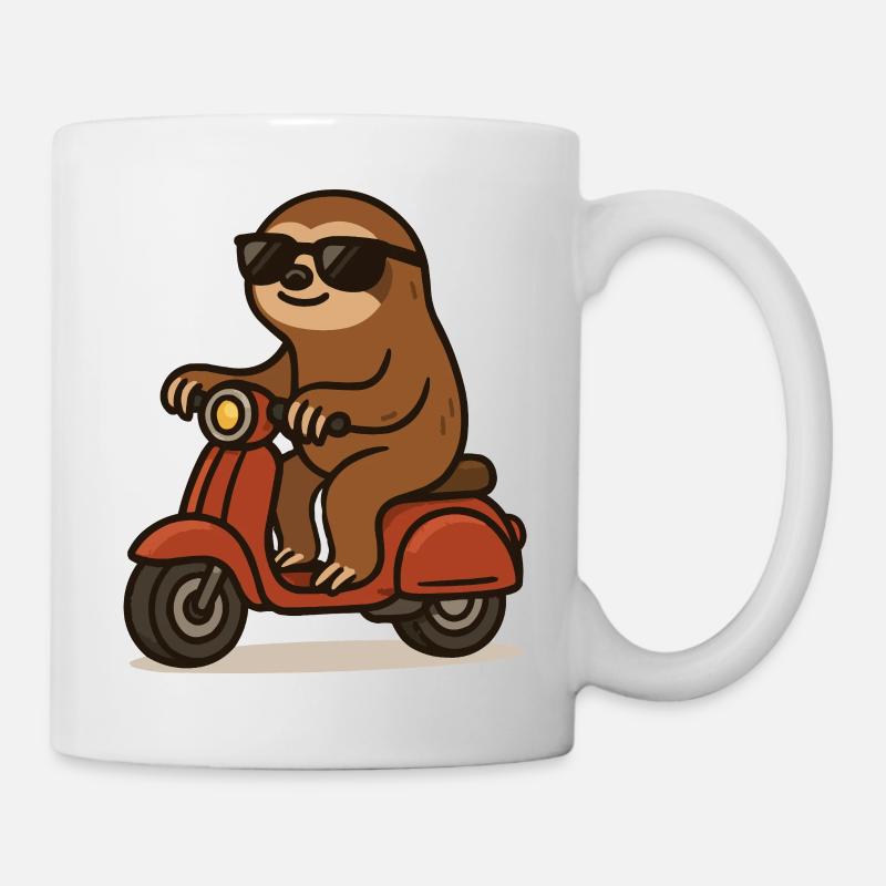 faultier moped - Tasse - Weiß