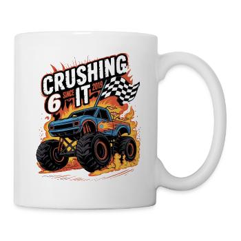 6th Birthday Monster Truck – Crushing It 2019 - Mug - white - Right