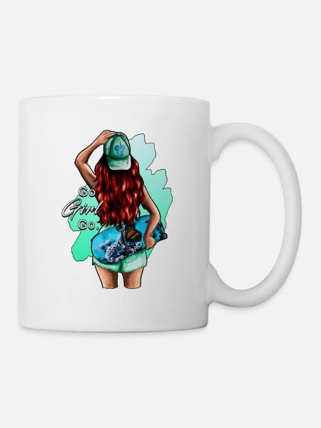 SkateR Girl - rothaarig - Tasse - Weiß
