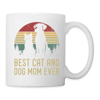 Retro Katze Hund Mama Katze Mama Für Mama Welpe Kätzchen - Tasse - Weiß - Rechts