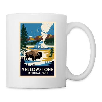 Yellowstone National Park Retro Poster Souvenir - Tasse - Weiß - Rechts