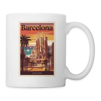 Affiche rétro Barcelone Vintage Souvenir - Mug blanc - blanc - Droite