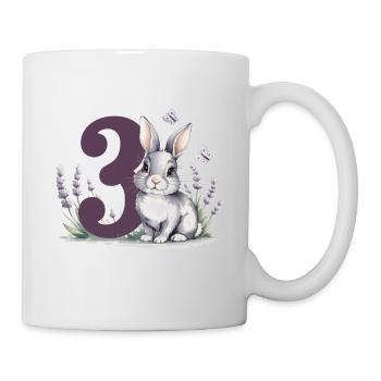 3. Geburtstag 3 Jahre Hase Häschen Lavendel Lila - Tasse - Weiß - Rechts