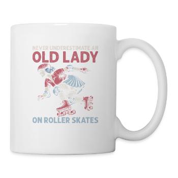Never Underestimate An Old Lady Skating Roller Der - Mug - white - Right